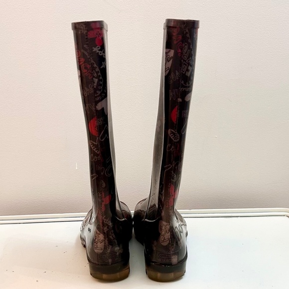 Women’s Black Coach Poppy Rubber Rain Boots - Picture 5 of 10